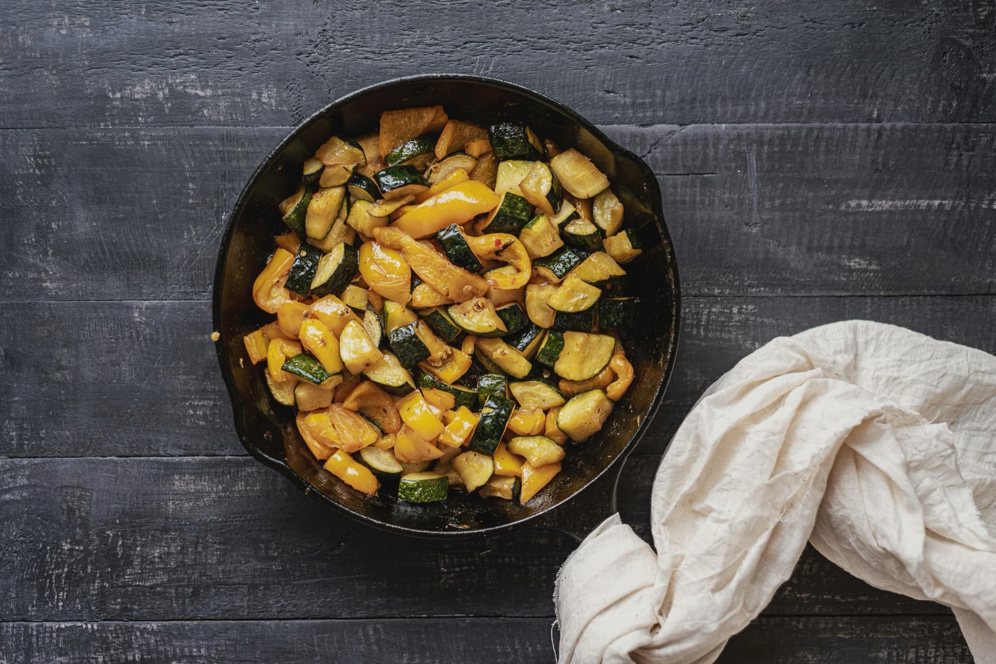 Sautéed vegetables in a cast iron skillet